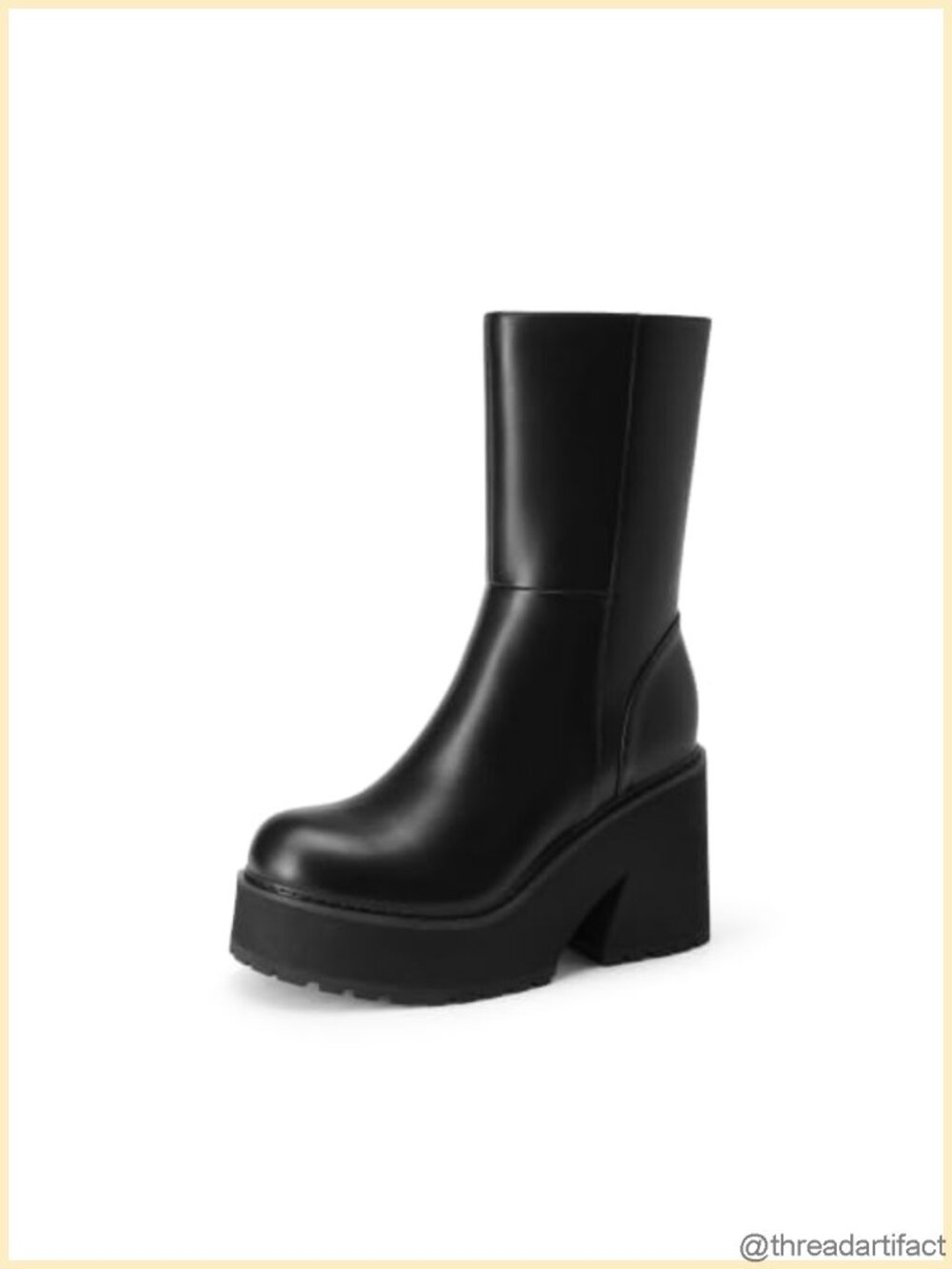 Women's Faux Leather Platform Ankle Boots Chunky Heel Side Zip Booties